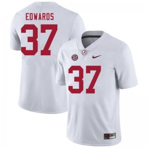 NCAA Men's Alabama Crimson Tide #37 Jalen Edwards Stitched College 2020 Nike Authentic White Football Jersey AE17Y11LX